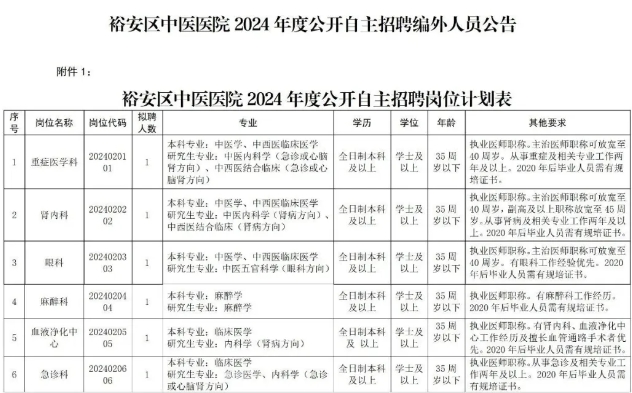 2024年六安裕安区中医医院招聘编外29人公告-1.png