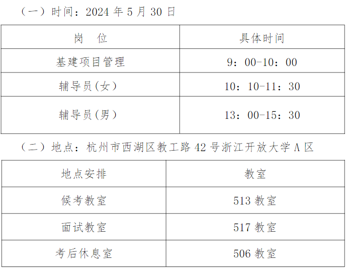 2024浙江开放大学招聘资格复审、面试有关安排_统考-1.png