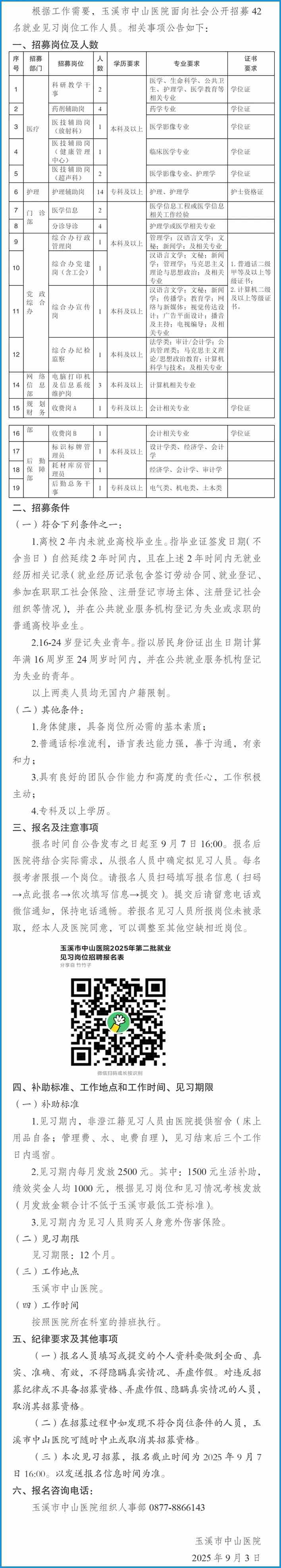 2025云南省玉溪市中山医院第二批就业见习岗位招募公告（42人）-1.jpg