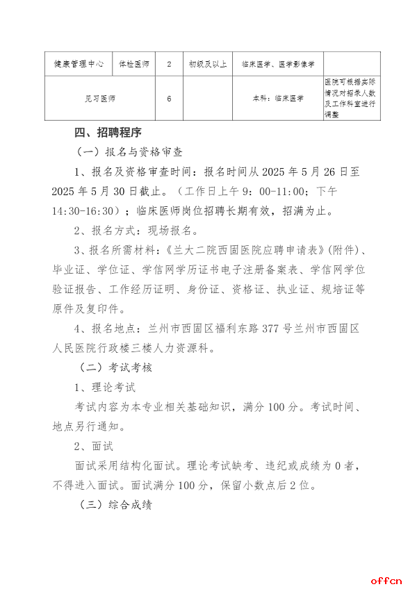 2025年甘肃省兰州大学第二医院西固医院招聘33人公告(第二期)-4.png